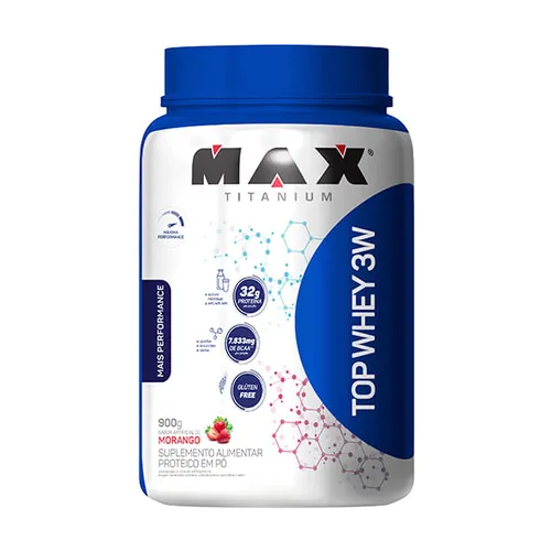 Top Whey 3W Morango 900g - Max Titanium