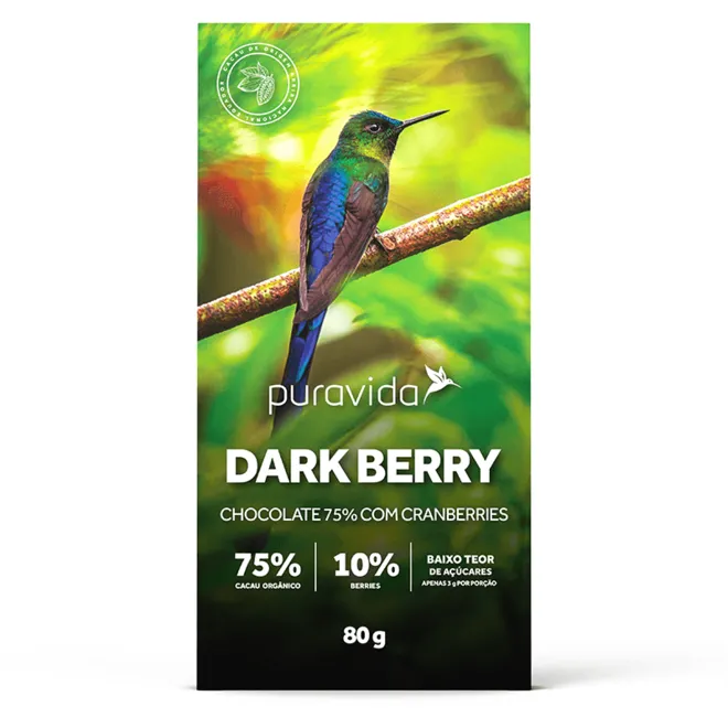 Chocolate Dark e Berries PuraVida 80g