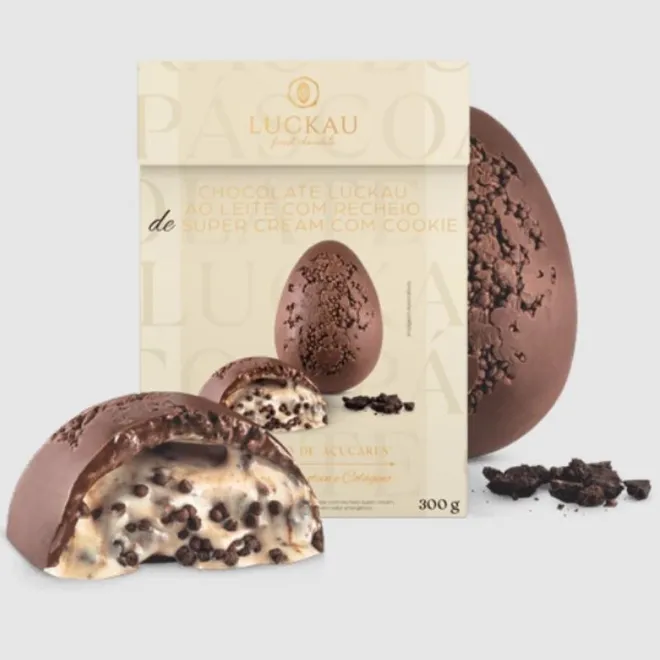 Ovo de Páscoa Chocolate Com Cream e Cookie Luckau 300g