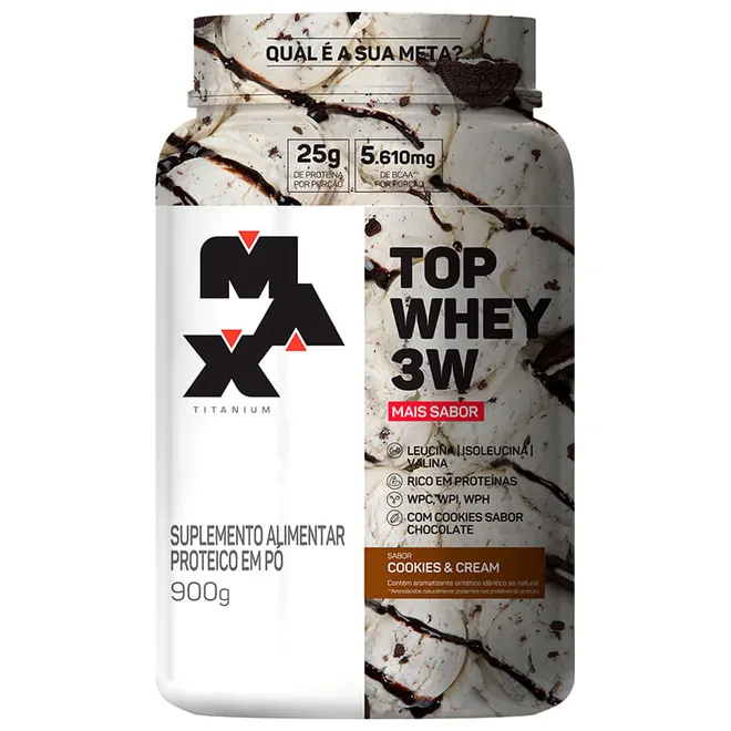 Top Whey 3W Pote Cookies & Cream 900g - Max Titanium