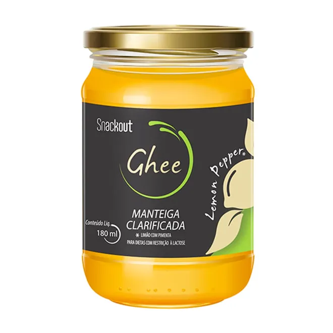 Manteiga Ghee Lemon Pepper com Sal Himalaia 180ml - Snackout