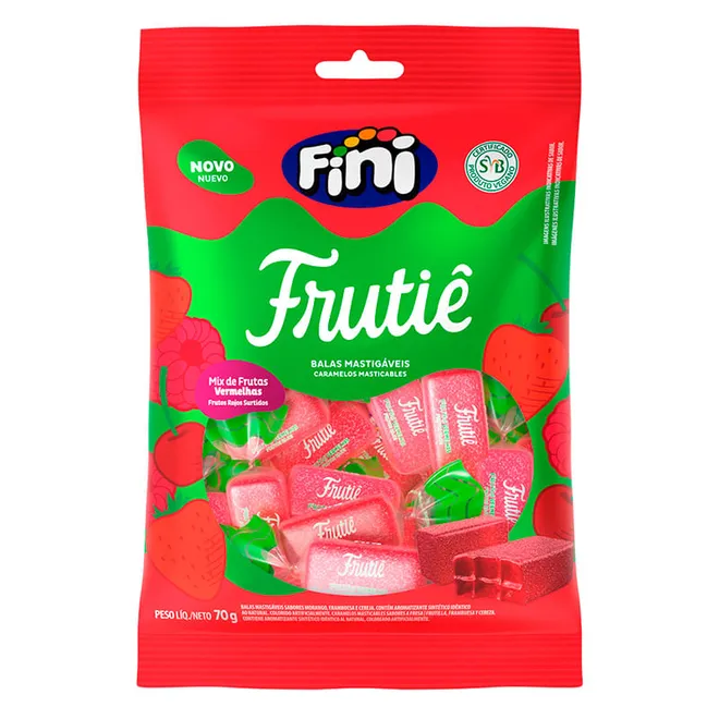 Bala Vegana Frutas Vermelhas 70g - Frutie