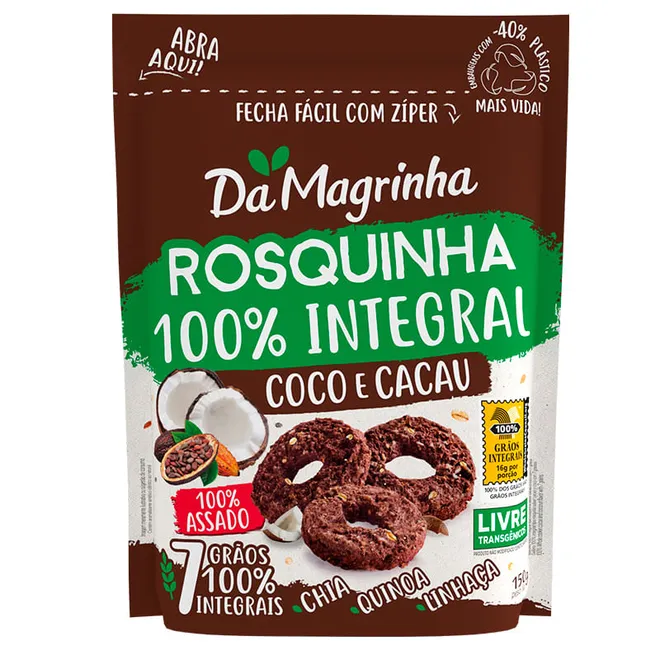Rosquinhas Integral Coco E Cacau 150g - Da Magrinha
