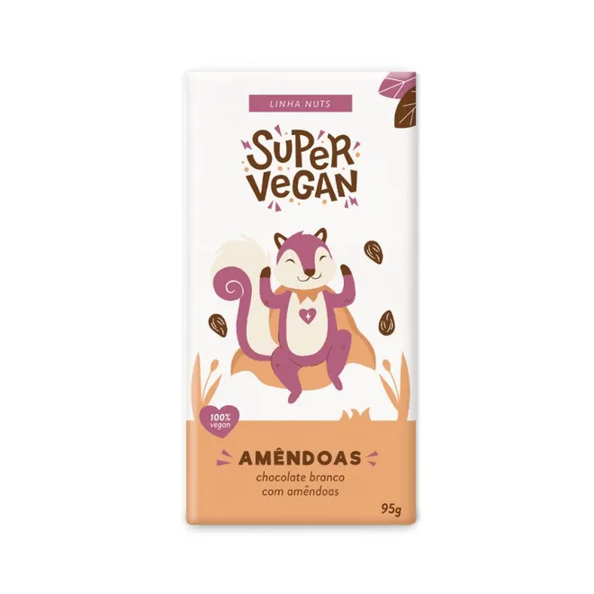 Barra de Chocolate Amêndoas Super Vegan 95g