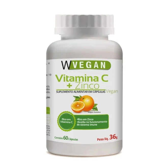 Vitamina C Zinco 500mg 60Caps Wvegan