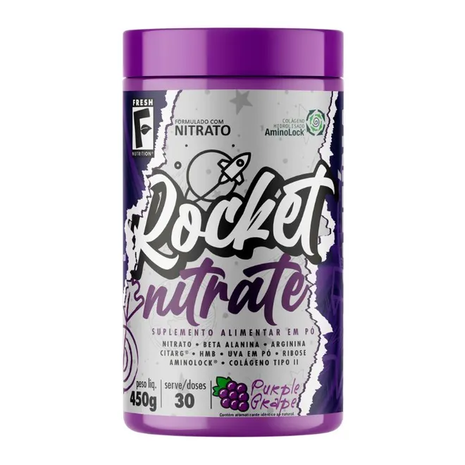 Rocket Nitrate Sem Cafeína Uva Fresh Nutrition 450g