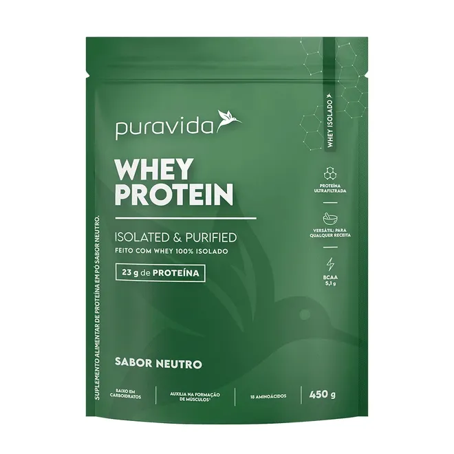 Whey Protein Isolado Neutro Puravida 450g