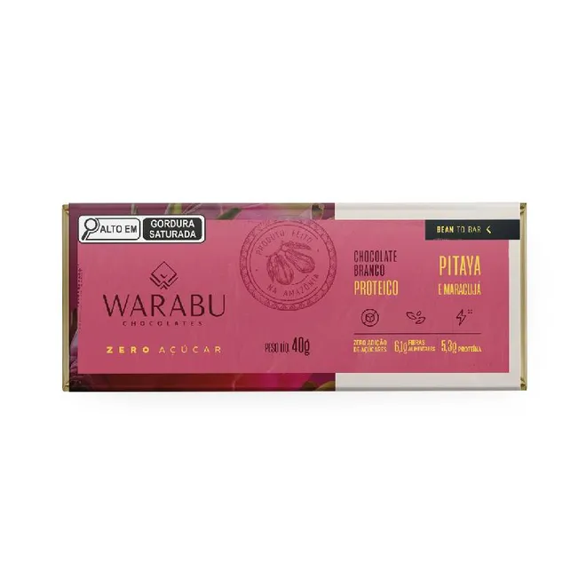 Chocolate Branco Proteico Com Pitaya E Maracujá Warabu 40g