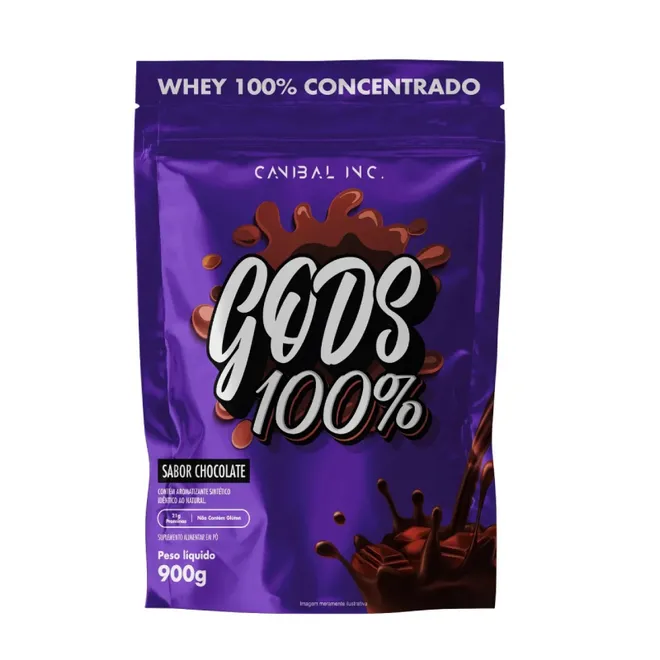 Gods Whey 100% Chocolate Pouch Canibal Inc 900g
