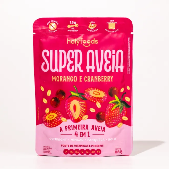 Super Aveia Morango e Cranberry Holyfoods 66g