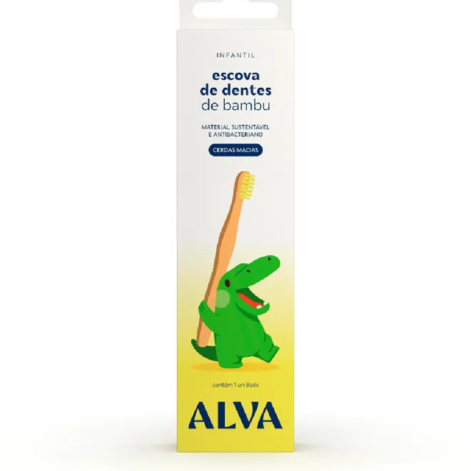 Escova de dentes De Bambu Cerdas Macias Infantil Alva