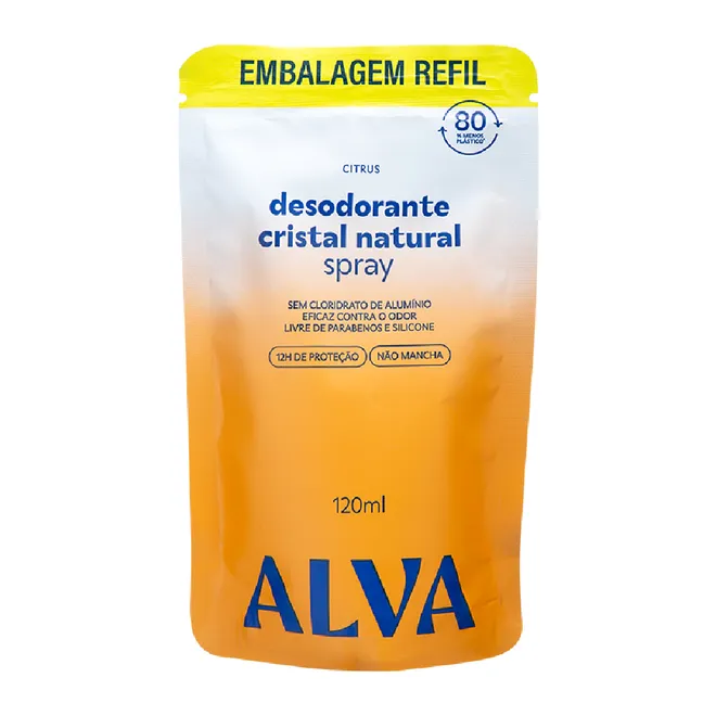 Refil Desodorante Spray Cristal Natural Citrus Alva 120ml