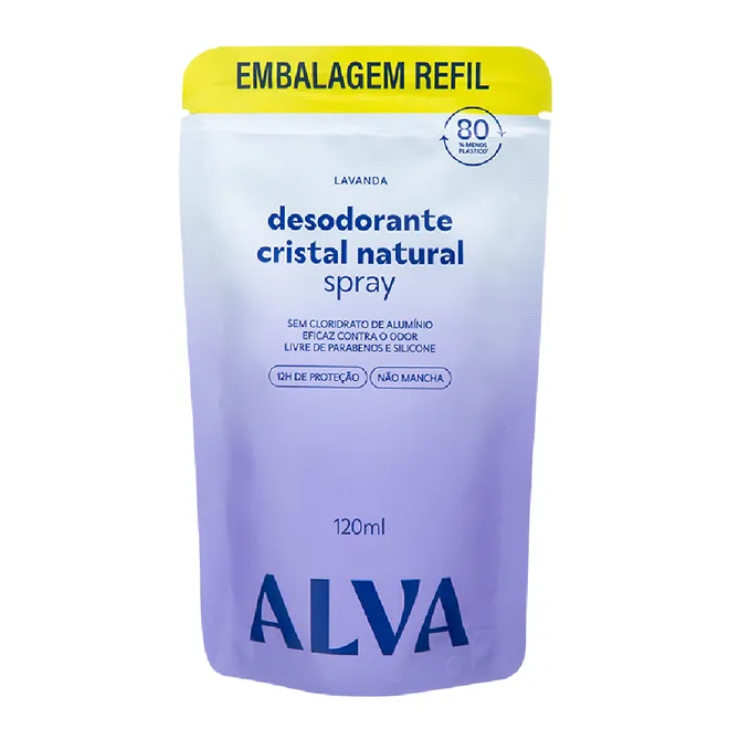Refil Desodorante Spray Cristal Natural Lavanda Vegano Alva 120ml