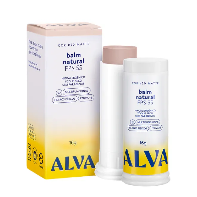 Balm Natural FPS 55 Cor Base 20 Matte Alva 16g