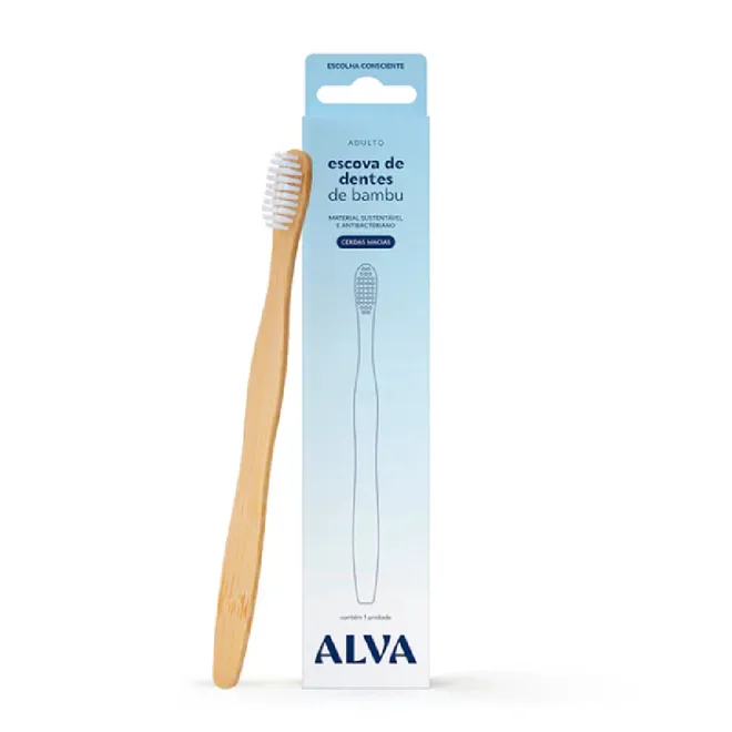 Escova De Dentes De Bambu Cerdas Macias Alva