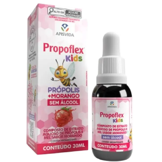 Extrato Aquoso De Própolis e Mel Kids Morango Apis Vida 30ml