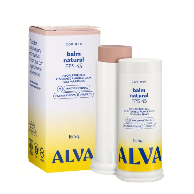 Balm Natural FPS 45 Cor Base 60 Alva 16,5g