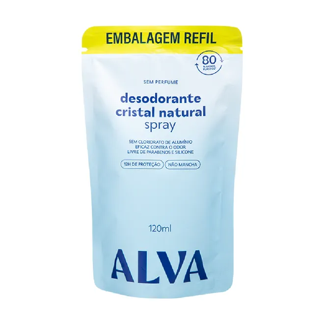 Refil Desodorante Spray Sem Perfume Alva 120ml