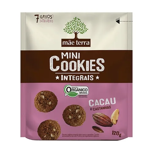 Cookies Orgânicos Cacau e Castanhas 120g - Mãe Terra
