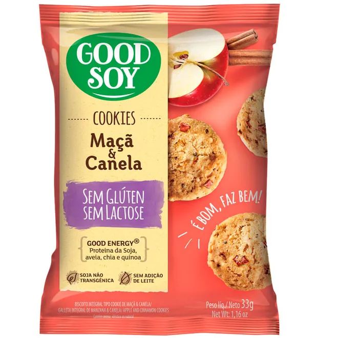 Cookie Integrais Maçã e Canela 33g - Good Soy