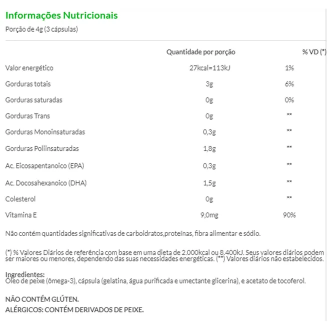 DHA Ômega Essential Nutrition 1000mg com 90 cápsulas