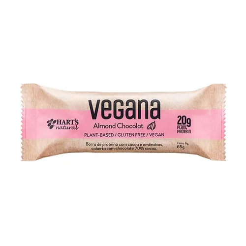 Barra de Proteína Vegana Almond Chocolat 65g Hart's Natural