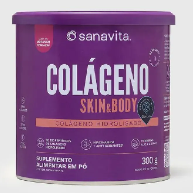 Colágeno Skin & Body Morango E Açaí Sanavita 300g