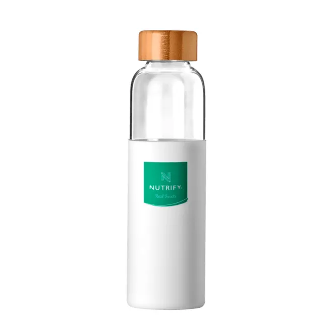 Garrafa de Vidro com Tampa de Bambu Nutrify 600ml