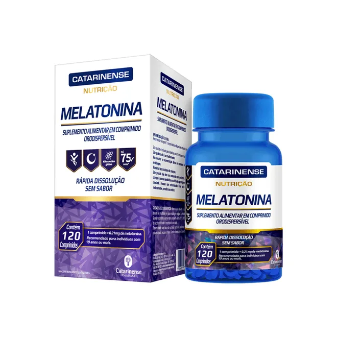 Melatonina 0,21mg Sem Sabor Catarinense Nutrição 120comp