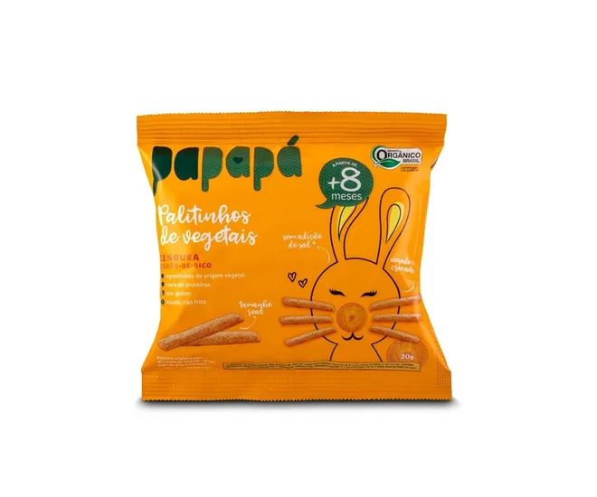 Palitinhos de Vegetais Cenoura e Grão de Bico Papapá 20g