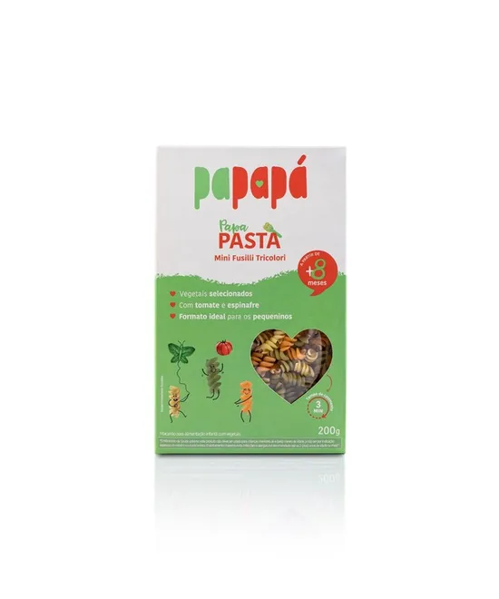 Macarrão Infantil Mini Fusilli Tricolori com Vegetais Papapá 200g