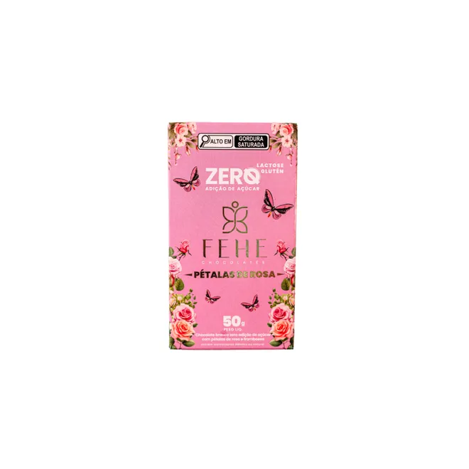 Barra De Chocolate Branco Com Petalas De Rosa Fehe 50g