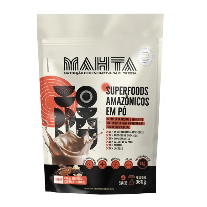 Superfoods Amazônicos em Pó Cacau Selvagem, Cupuaçu e Cumaru Mahta 360g