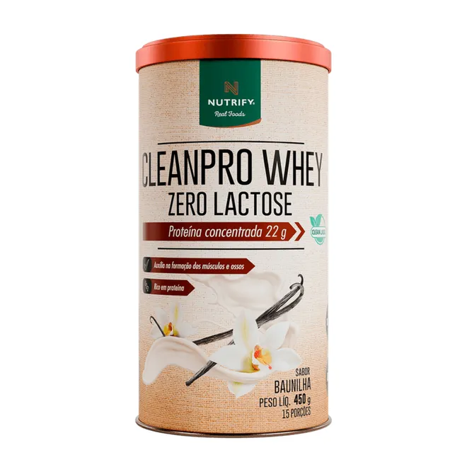 CleanPro Whey Zero Lactose Baunilha Nutrify 450g