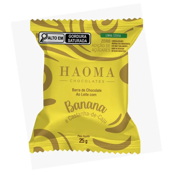 Barra de Chocolate ao Leite com Banana e Castanha de Caju Haoma 25g