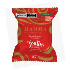 Barra de Chocolate ao Leite com Frutas Vermelhas e Castanha de Caju Haoma 25g