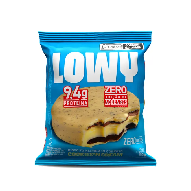 Biscoito Recheado Coberto Cookies And Cream Lowy 50g