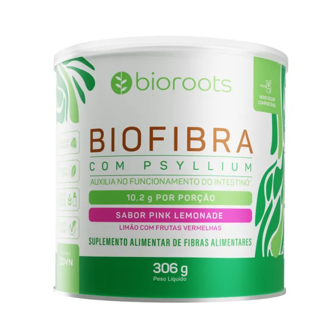 Biofibra com Psyllium Pink Lemonade Bioroots 306g