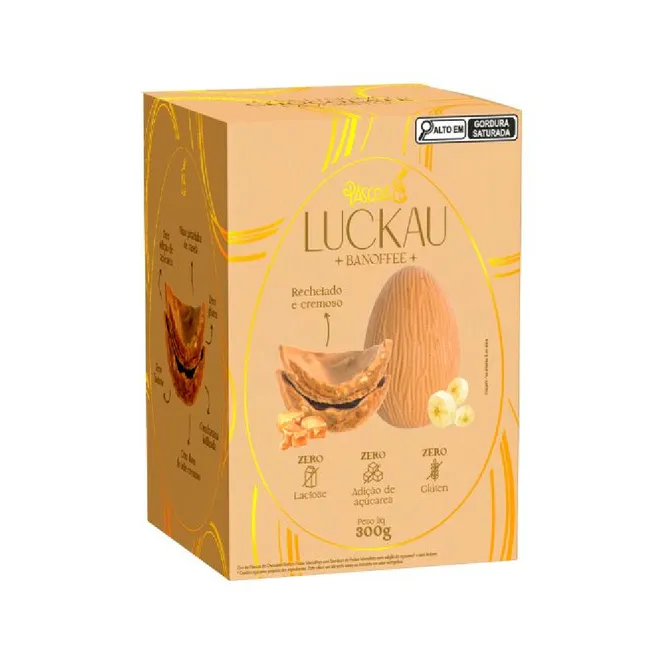 Ovo de Páscoa Branco Banoffee Luckau 300g