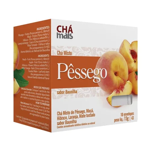 Chá Misto Pêssego, Maçã e Hibisco 10 sachês - Chá Mais