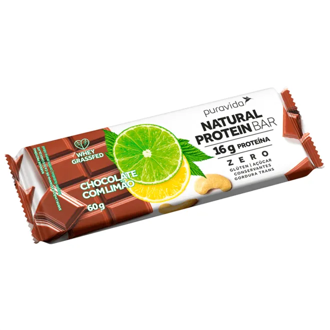 Natural Protein Bar Chocolate com Limão Puravida 60g