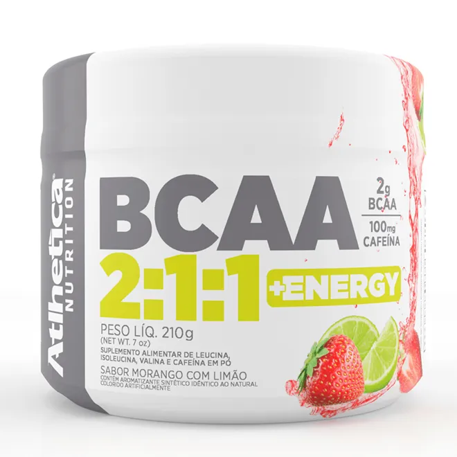 BCAA 2:1:1 Energy Morango com Limao 210g - Atlhetica