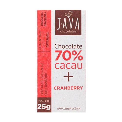 Chocolate 70% com Cranberry 25g - Java Chocolates