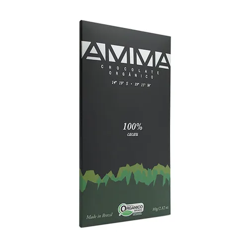 Tablete Chocolate 100% Cacau 80g - Amma Chocolate