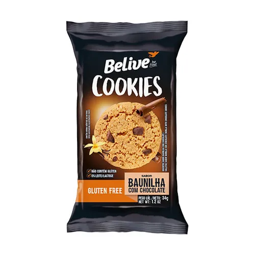 Cookie Sem Glúten Baunilha com Chocolate 34g - Belive