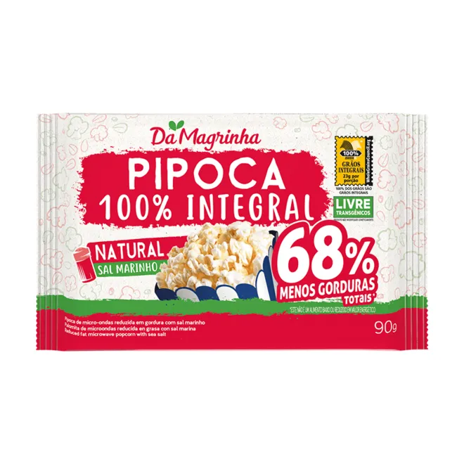 Pipoca Micro-ondas Integral Natural 90g - Da Magrinha